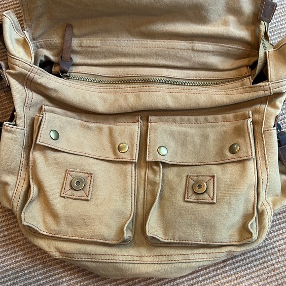 Gearonic Tan Canvas & Leather Messenger Bag - Picture 6 of 8
